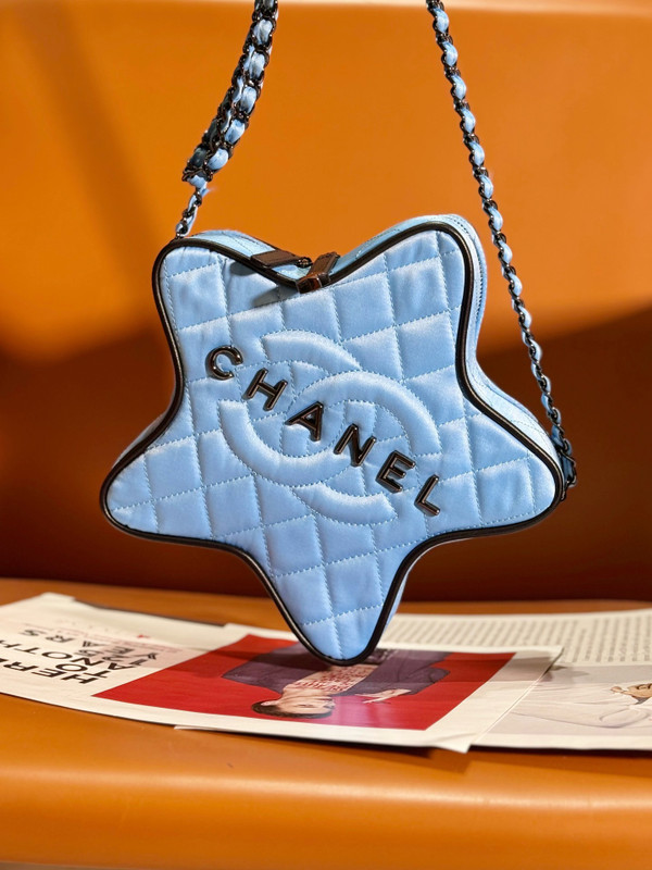 CHANEL STAR HAND BAG BLUE