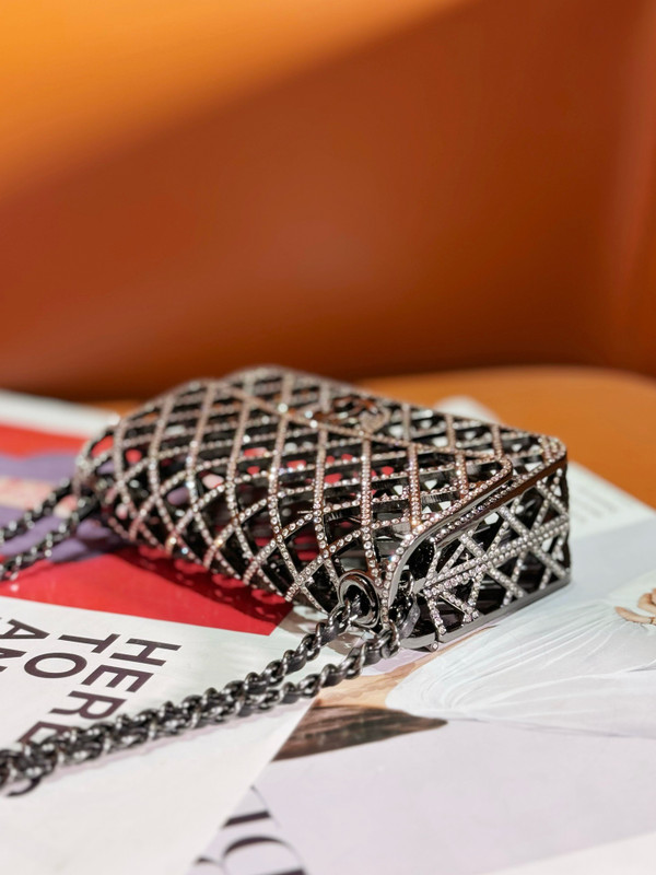 Chanel  Strass & Black Metal MINI EVENING BAG