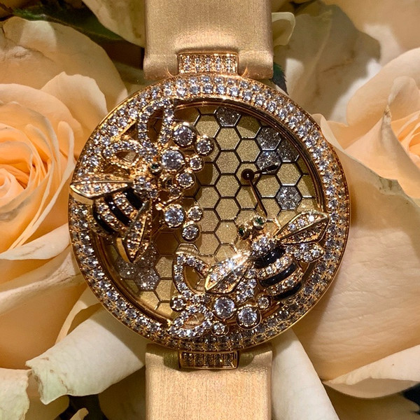 CARTIER Bestiaire Bees Decor 18K Yellow Gold Set with Diamonds Dial Ladies Watch