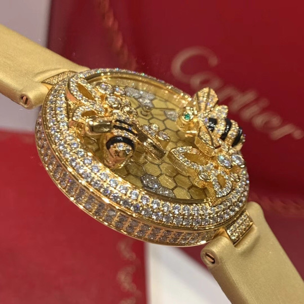 CARTIER Bestiaire Bees Decor 18K Yellow Gold Set with Diamonds Dial Ladies Watch