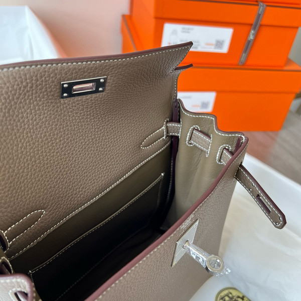 Hermes Kelly Ado backpack Etoupe Palladium Hardware