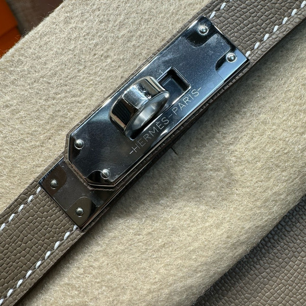 Hermes Kelly Elan Shoulder Strap Bag Etoupe Palladium Hardware