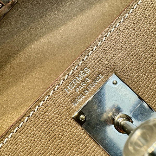 Hermes Kelly Elan Shoulder Strap Bag Etoupe Palladium Hardware
