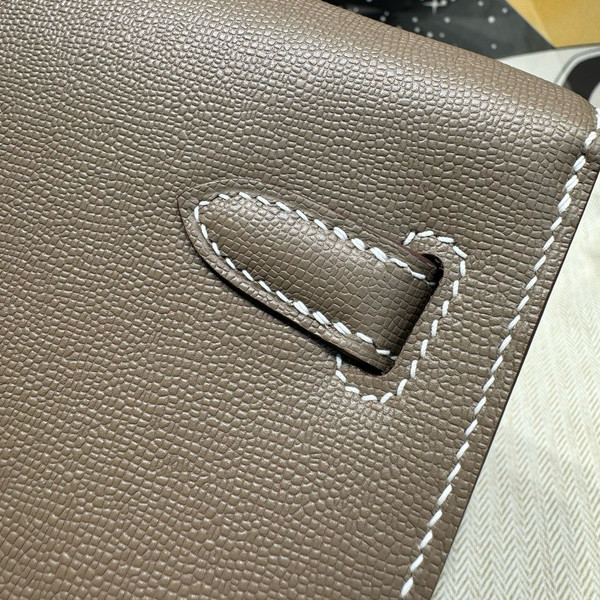 Hermes Kelly Elan Shoulder Strap Bag Etoupe Palladium Hardware