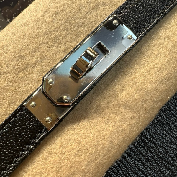 Hermes Kelly Elan bag Sellier Black Chevre chamkila goatskin Palladium hardware