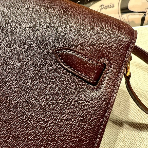 Hermes Kelly Elan bag Sellier Bordeaux Chevre chamkila goatskin Gold hardware