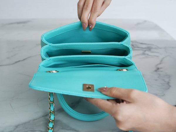 Chanel Trendy CC Flap Bag with Top Handle 2024 Turquoise