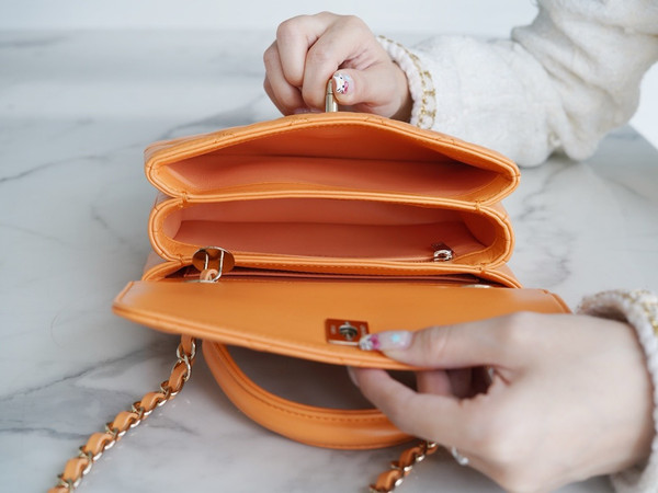 Chanel Trendy CC Flap Bag with Top Handle 2024 Orange