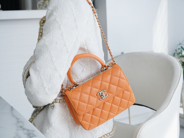 Chanel Trendy CC Flap Bag with Top Handle 2024 Orange