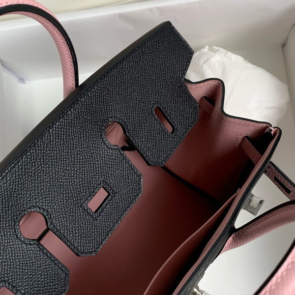 Hermes Special Order Sakura Pink/Black Birkin 25 cm Epsom Palladium Hardware