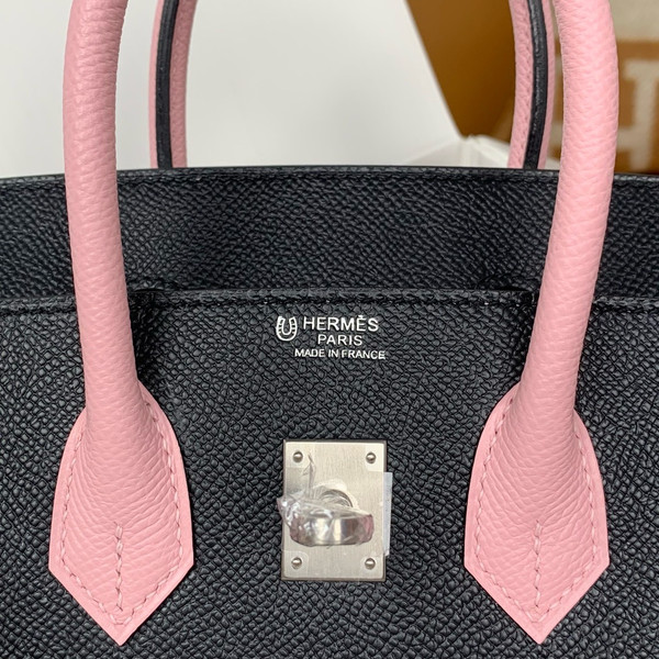 Hermes Special Order Sakura Pink/Black Birkin 25 cm Epsom Palladium Hardware