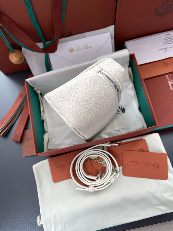 Loro Piana Extra Pocket L19  Grained Calfskin Cream