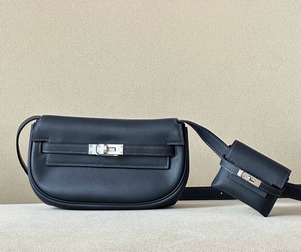 Hermès Kelly Moove Black Swift Palladium Hardware