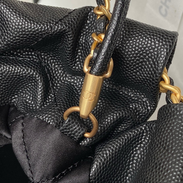 CHANEL 22 MINI HANDBAG BLACK LOGO BLACK CALFSKIN SS2024