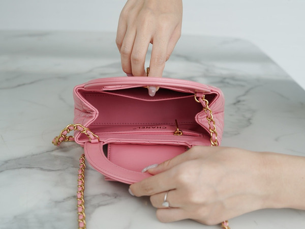 Chanel Kelly Mini Shopping Bag Coral