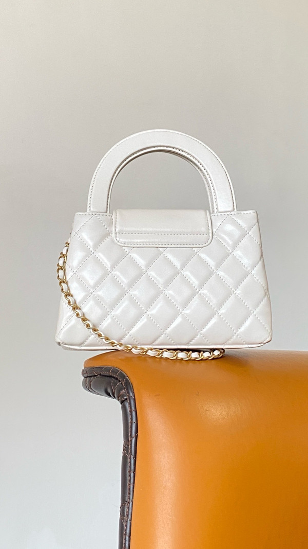 Chanel Kelly Mini Shopping Bag White