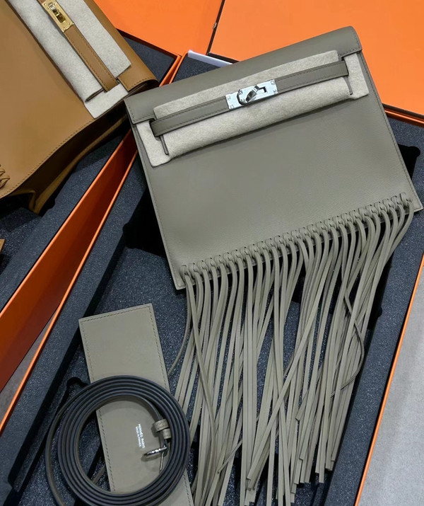 Hermès Kelly Danse Anate Motty Grey Swift Palladium Hardware