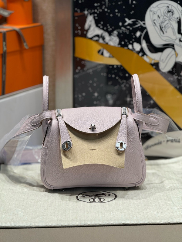 Hermes Mini Lindy 20cm Bag Mauve Pale Togo Palladium Hardware