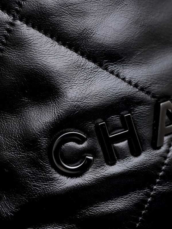 CHANEL 22 MINI HANDBAG ALL BLACK LOGO BLACK SS2024