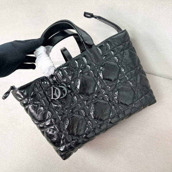 Christian Dior Medium Dior Toujours Bag  Black Macrocannage Calfskin