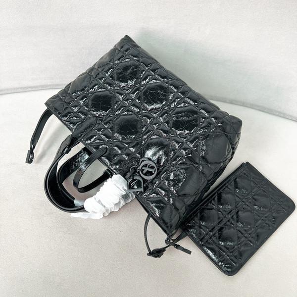 Christian Dior Medium Dior Toujours Bag  Black Macrocannage Calfskin