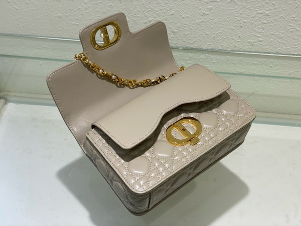 Christian Dior Mini Dior Jolie Top Handle Bag  Powder Beige Cannage Calfskin