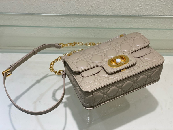 Christian Dior Mini Dior Jolie Top Handle Bag  Powder Beige Cannage Calfskin
