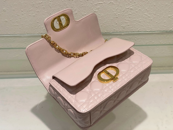 Christian Dior Mini Dior Jolie Top Handle Bag  Powder Pink Cannage Calfskin