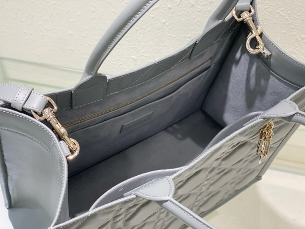 Christian Dior Medium Dior Book Tote  Grey  Macrocannage Calfskin (36.5 x 28 x 17.5 cm)
