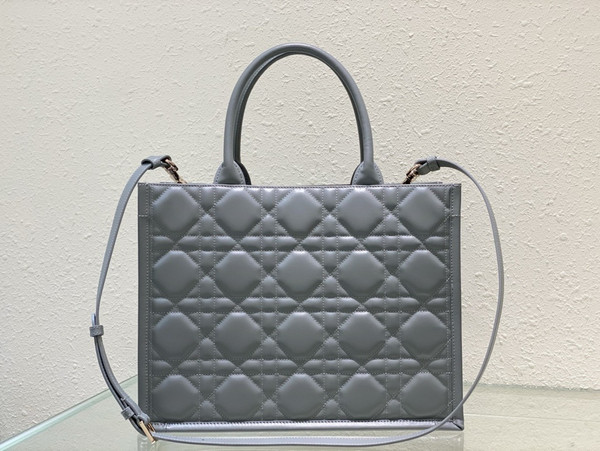 Christian Dior Medium Dior Book Tote  Grey  Macrocannage Calfskin (36.5 x 28 x 17.5 cm)