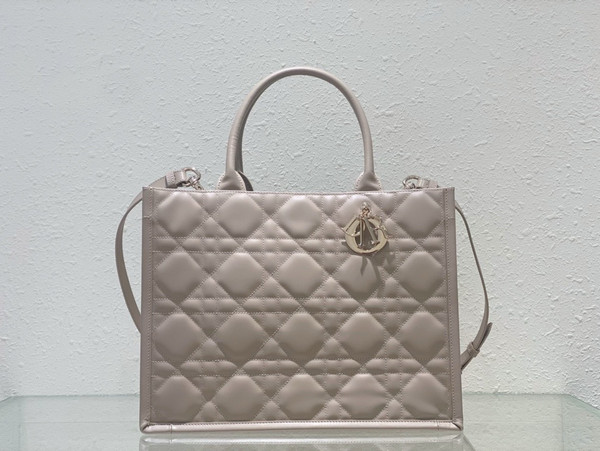 Christian Dior Medium Dior Book Tote Beige Macrocannage Calfskin (36.5 x 28 x 17.5 cm)