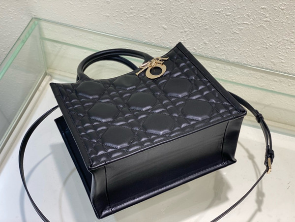 Christian Dior Small Dior Book Tote  Black Macrocannage Calfskin (26.5 x 21 x 14 cm)