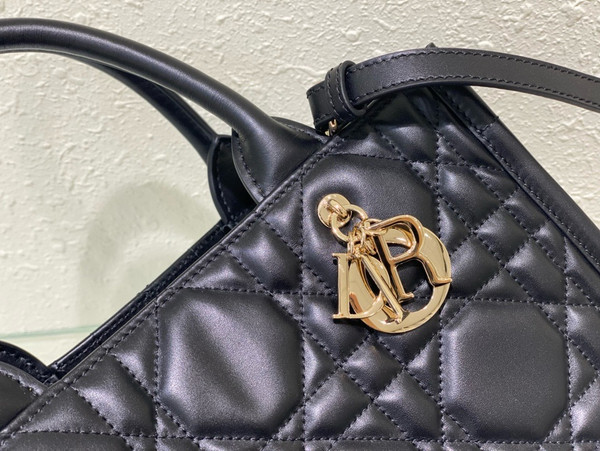 Christian Dior Small Dior Book Tote  Black Macrocannage Calfskin (26.5 x 21 x 14 cm)
