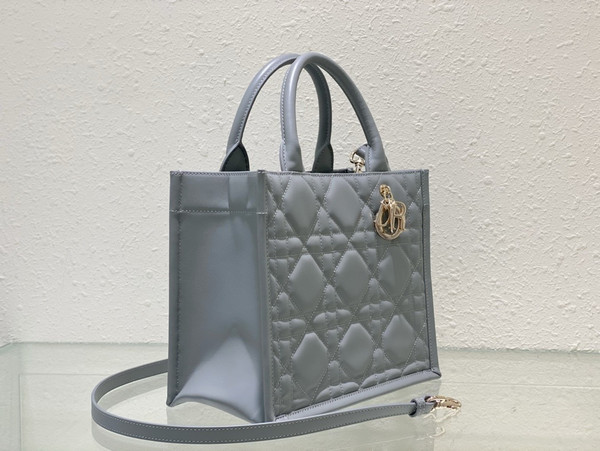 Chrisian Dior Small Dior Book Tote Grey Macrocannage Calfskin (26.5 x 21 x 14 cm)