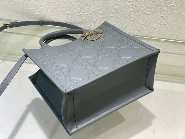 Chrisian Dior Small Dior Book Tote Grey Macrocannage Calfskin (26.5 x 21 x 14 cm)