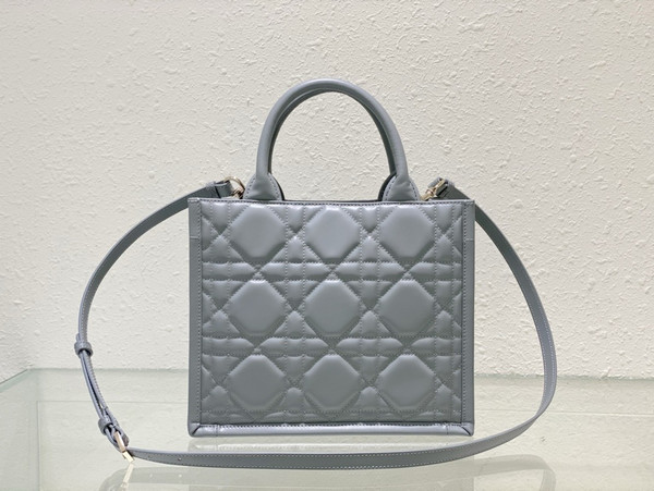 Chrisian Dior Small Dior Book Tote Grey Macrocannage Calfskin (26.5 x 21 x 14 cm)