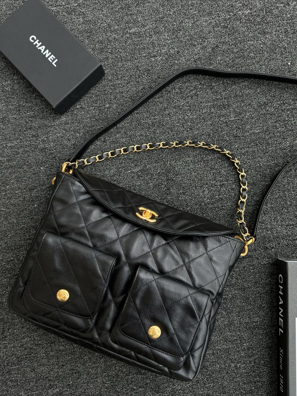 Chanel Supple Twins Hobo Bag Black Large  2024