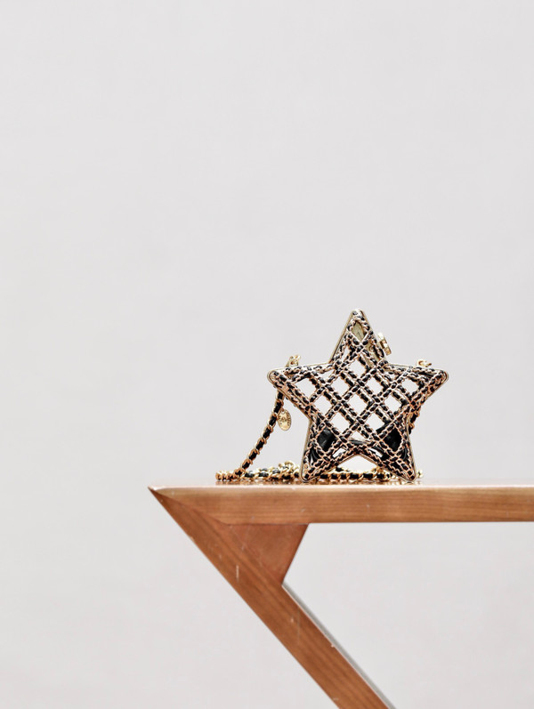 Chanel Runway Metal Gold Cage Star Minaudiere Mini Shoulder Clutch Bag