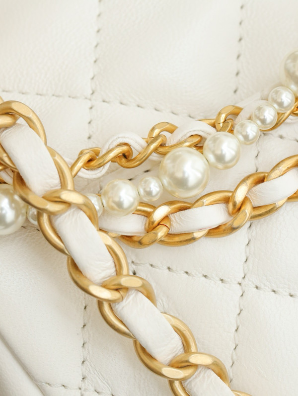Chanel Imitation Pearls MINI FLAP BAG White