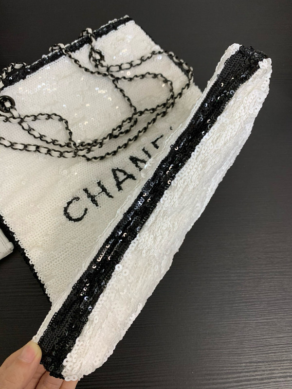 Chanel Sequins Shopping Bag White SS2024