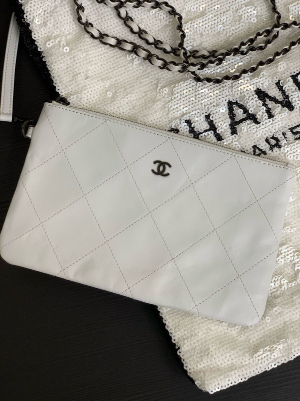 Chanel Sequins Shopping Bag White SS2024
