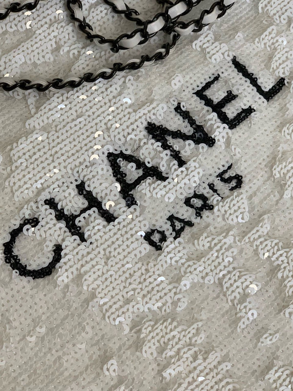 Chanel Sequins Shopping Bag White SS2024