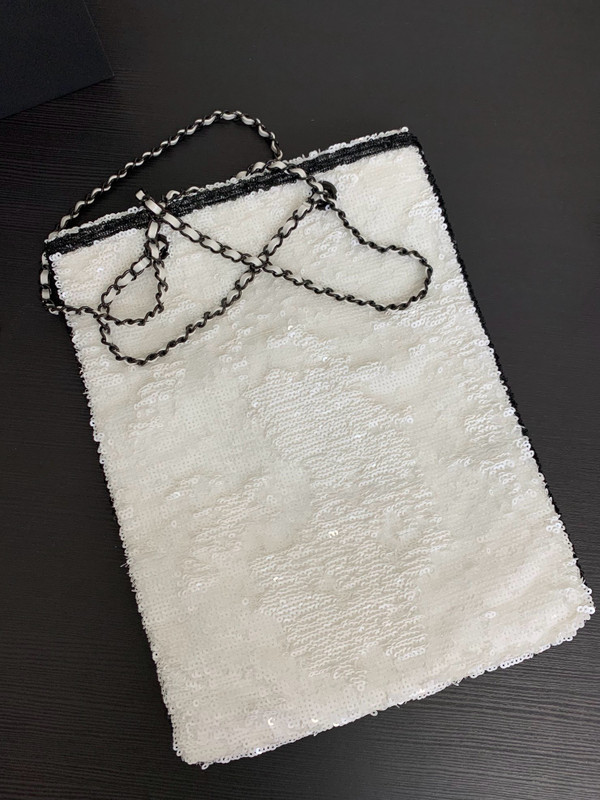 Chanel Sequins Shopping Bag White SS2024
