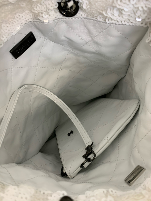 Chanel Sequins Shopping Bag White SS2024