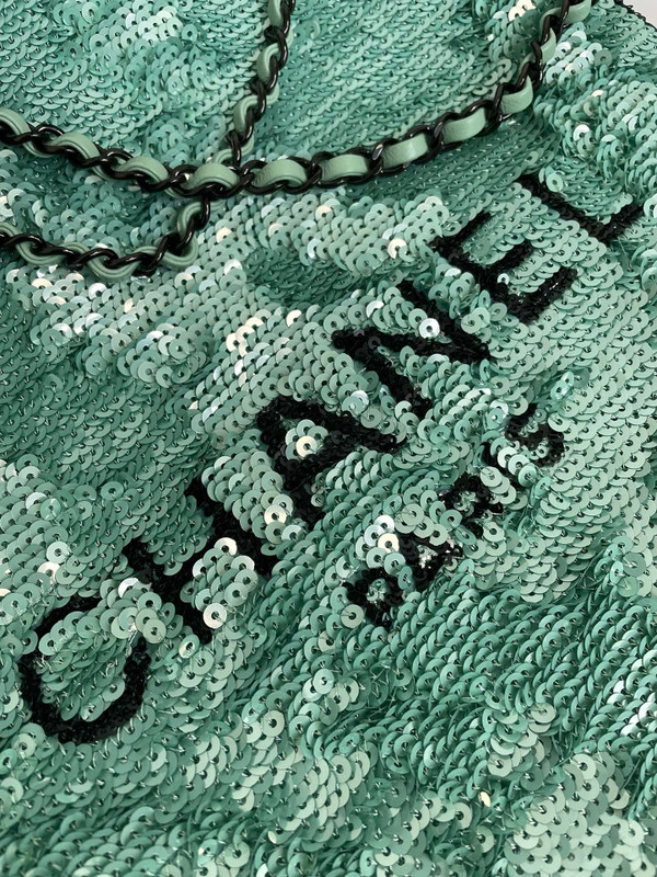 Chanel Sequins Shopping Bag Green SS2024