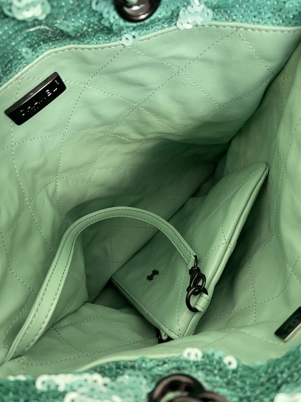 Chanel Sequins Shopping Bag Green SS2024