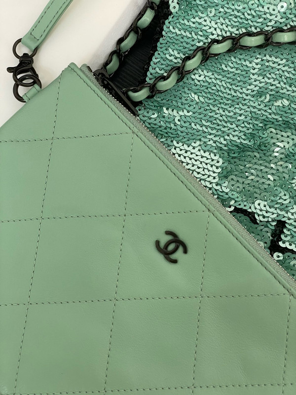 Chanel Sequins Shopping Bag Green SS2024