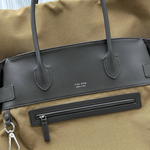 THE ROW Leather-Trim Margaux 17 Inside-Out Top-Handle Bag