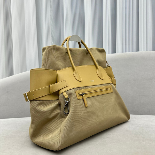 THE ROW Leather-Trim Margaux 17 Inside-Out Top-Handle Bag Yellow