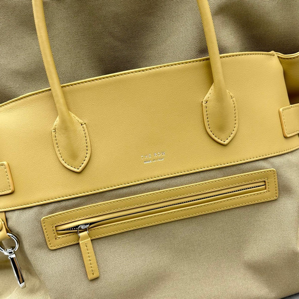 THE ROW Leather-Trim Margaux 17 Inside-Out Top-Handle Bag Yellow